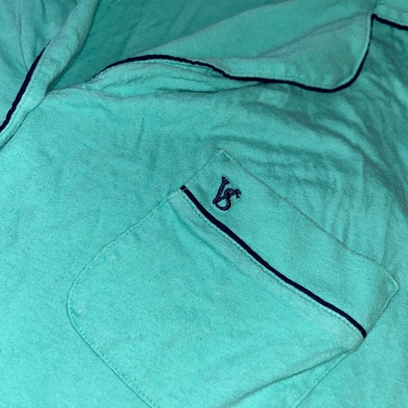 Victorias Secret Mint Green Cotton Pajama Set Long Sleeve Button Up Pants M Long - Picture 3 of 6